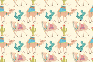 Camel in Desert with Cactus Pattern: A Versatile Design for Creative Workflows