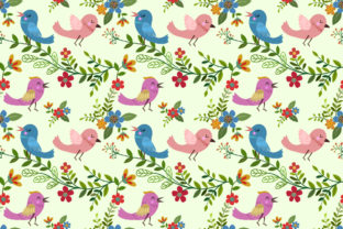 Cartoon Bird with Flowers Pattern