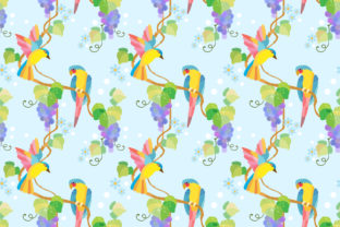 Colorful Parrot on Grape Branch Pattern: A Versatile Design for Creativity