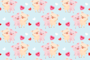 Couple Pigs with Heart Shape Pattern
