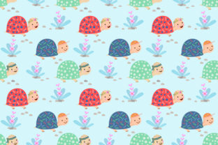 Cute Cartoon Turtle Seamless Pattern