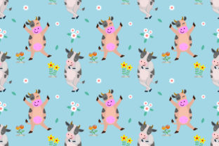 Cute Cows Character Seamless Pattern