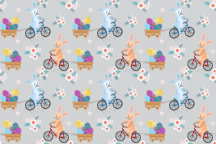 Cute Rabbit Riding Bike with Easter Eggs