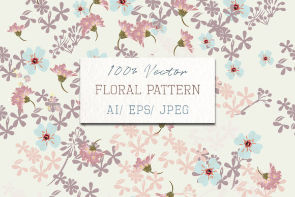 Floral Rustic Pattern with Pink Flowers