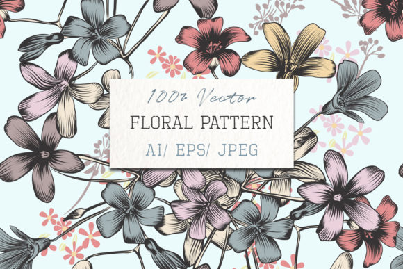 Floral Vector Background with Flowers