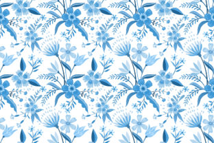 Seamless Pattern with Blue Flowers