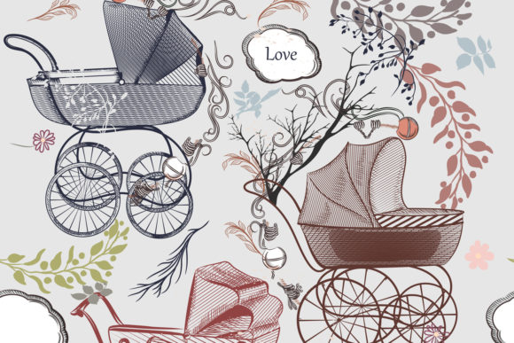 Strategic Use of Baby Fashion Vector Background Prams in Creative and Business Contexts