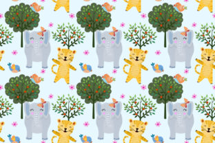 Tiger and Elephant in Forest Pattern