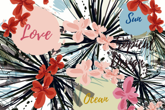 Tropical Pattern with Palm Leaves